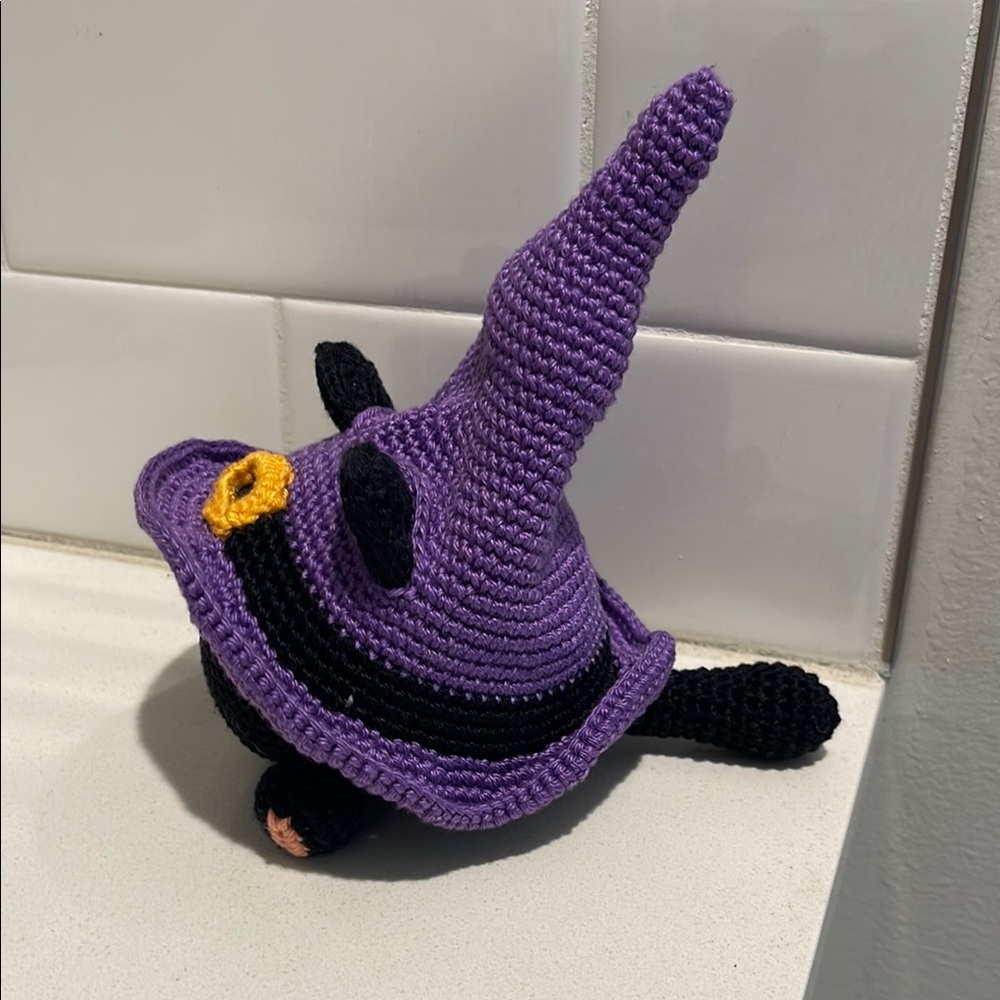 Handcrafted Cat Gmone with Witch Hat Halloween Holiday Decor Amigurui Crochet - Picture 4 of 12